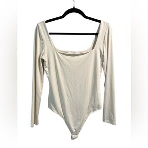 The Workshop Ivory Square Neck Long Sleeve Bodysuit- Size Large